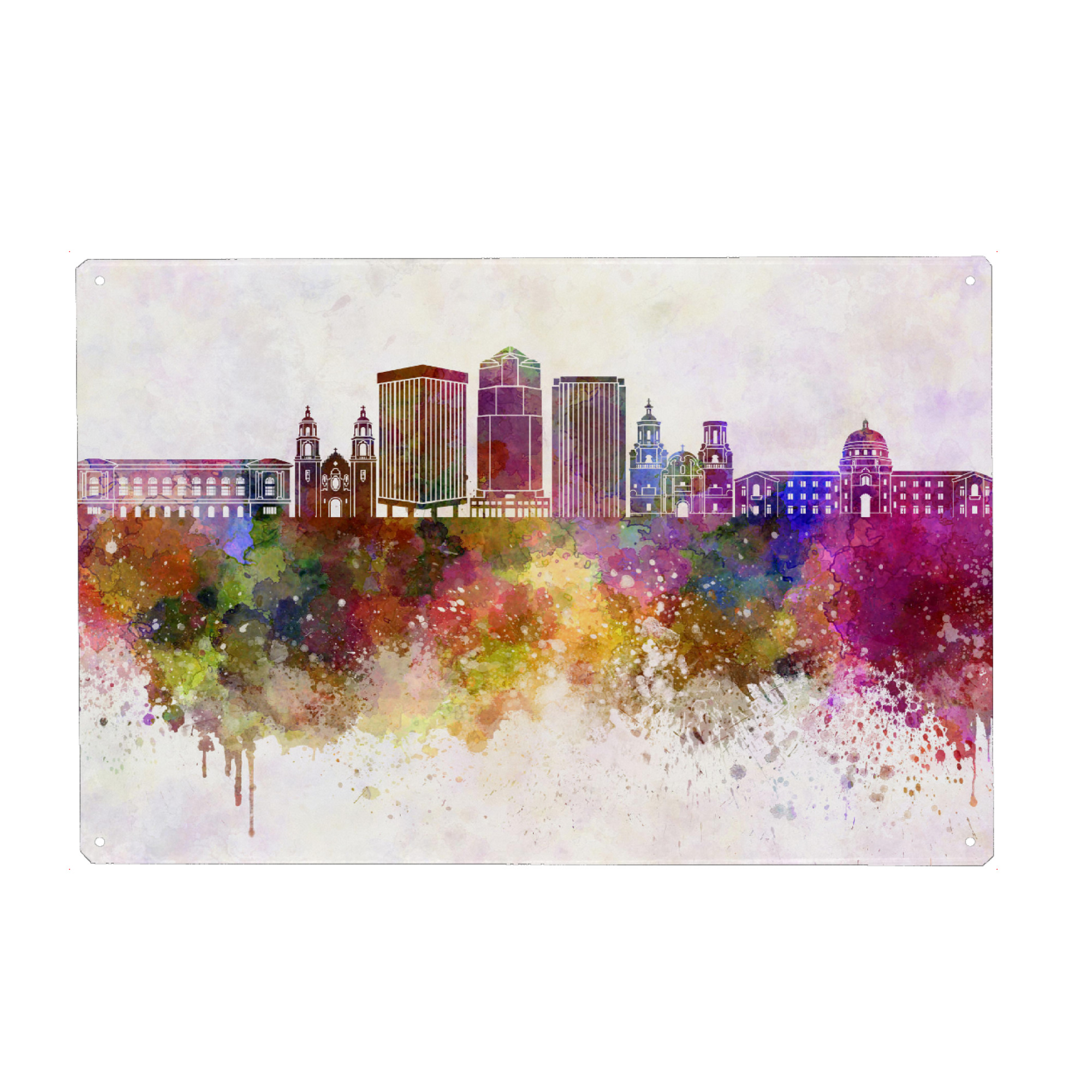 Metall Poster "Tucson V2 skyline in watercolor" artboxONE - Städte - Tucson - Blechschild