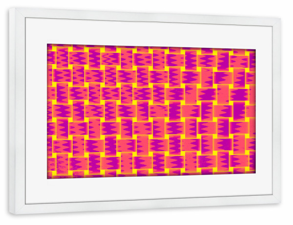 Poster mit Rahmen weiß "Pattern Weben GelbOrangePink" artboxONE - Abstrakt - Pattern,Weben,Muster