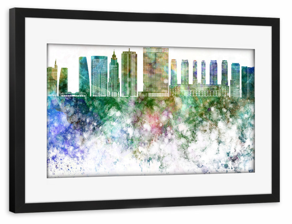 Poster mit Rahmen schwarz "Sao Paulo V2 skyline in watercolor" artboxONE - Städte - Sao paulo