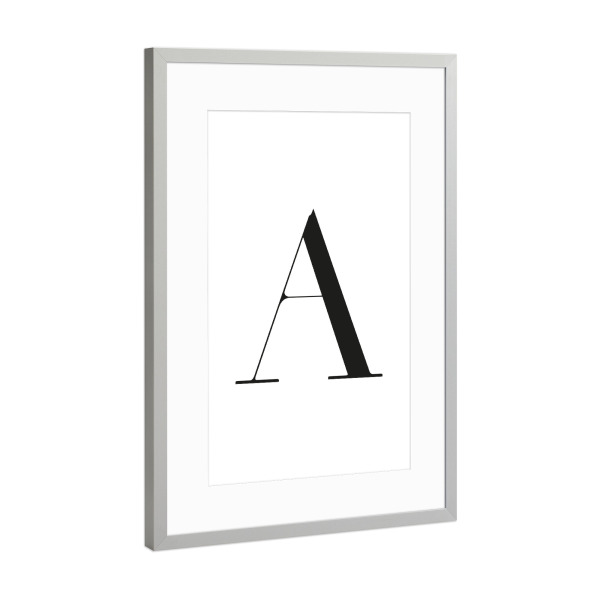 Poster mit Rahmen Silber "Buchstabe – A" artboxONE - Schwarzweiß,Buchstaben,Buchstaben / A - Buchstabe,A,Alphabet