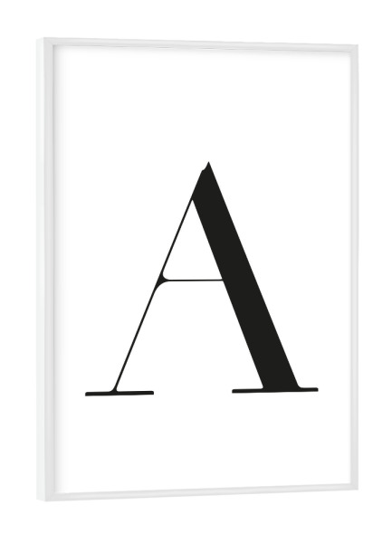Poster mit weißem Rahmen "Buchstabe – A" artboxONE - Schwarzweiß,Buchstaben,Buchstaben / A - Buchstabe,A,Alphabet
