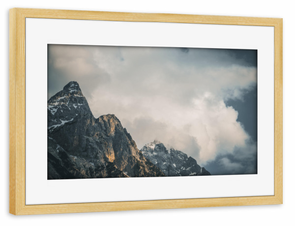 Poster mit Rahmen kiefer "Zugspitzarena" artboxONE - Natur - Alpen,Berg,Wolken,Sonneuntergang