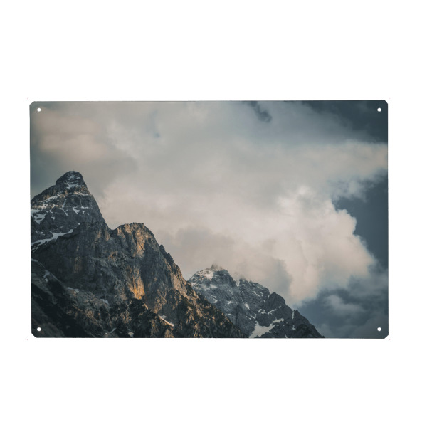 Metall Poster "Zugspitzarena" artboxONE - Natur - Alpen,Berg,Wolken,Sonneuntergang - Blechschild