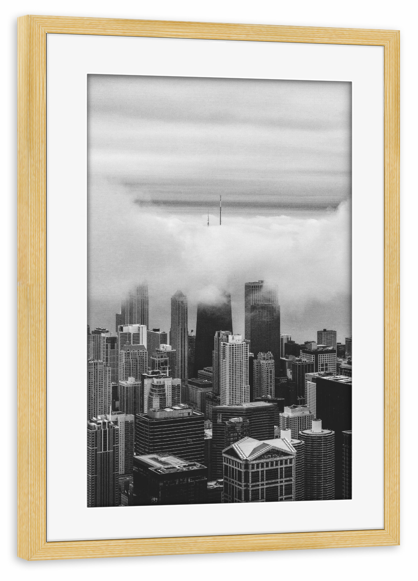 Poster mit Rahmen kiefer "Steps to the sky" artboxONE - Städte,Schwarzweiß - Skyscaper,Sky,Modern,Buildings
