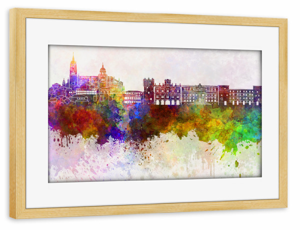 Poster mit Rahmen kiefer "Salamanca skyline in watercolor" artboxONE - Städte - Skyline,Watercolor,Salamanca