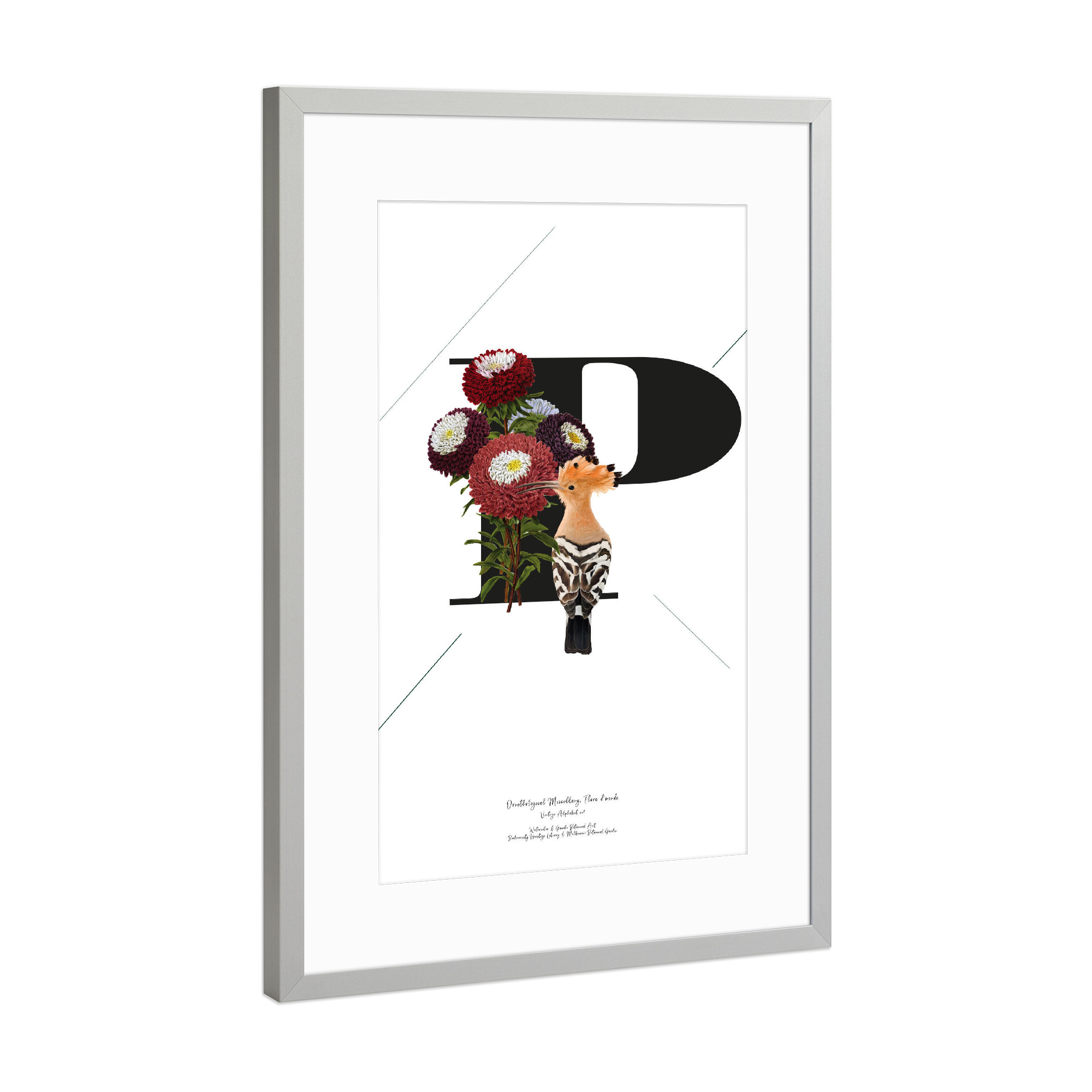 Poster mit Rahmen Silber "Botanical Alphabet-P" artboxONE - Typografie,Buchstaben,Buchstaben / P