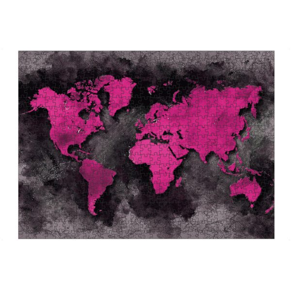 Puzzle Ravensburger "World map pink black" artboxONE - Reise,Kartografie - Weltkarte - Bild weltkarte