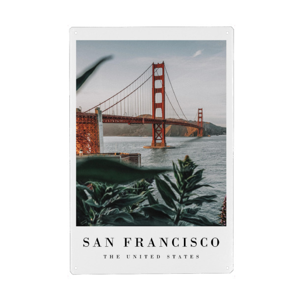 Holzbild "Golden San Francisco" artboxONE - Städte / San Francisco - Bridge,America,Usa