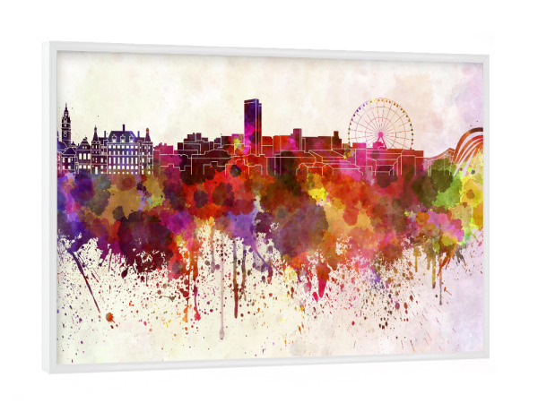 Poster mit weißem Rahmen "Sheffield skyline in watercolor" artboxONE - Städte - Sheffield