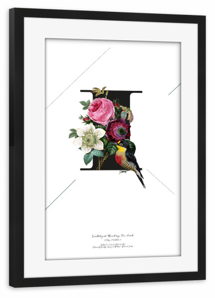 Poster mit Rahmen schwarz "Botanical Alphabet-I" artboxONE - Buchstaben,Buchstaben / I