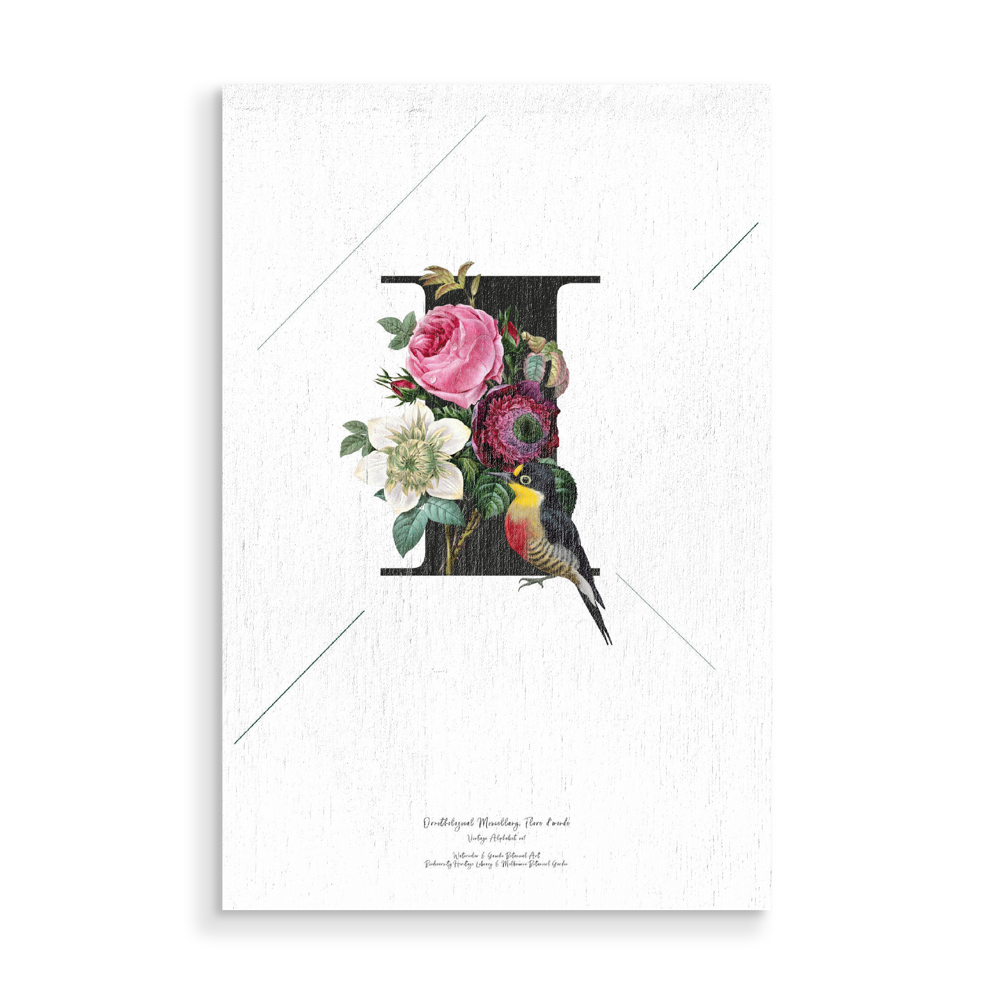 Holzbild "Botanical Alphabet-I" artboxONE - Buchstaben,Buchstaben / I