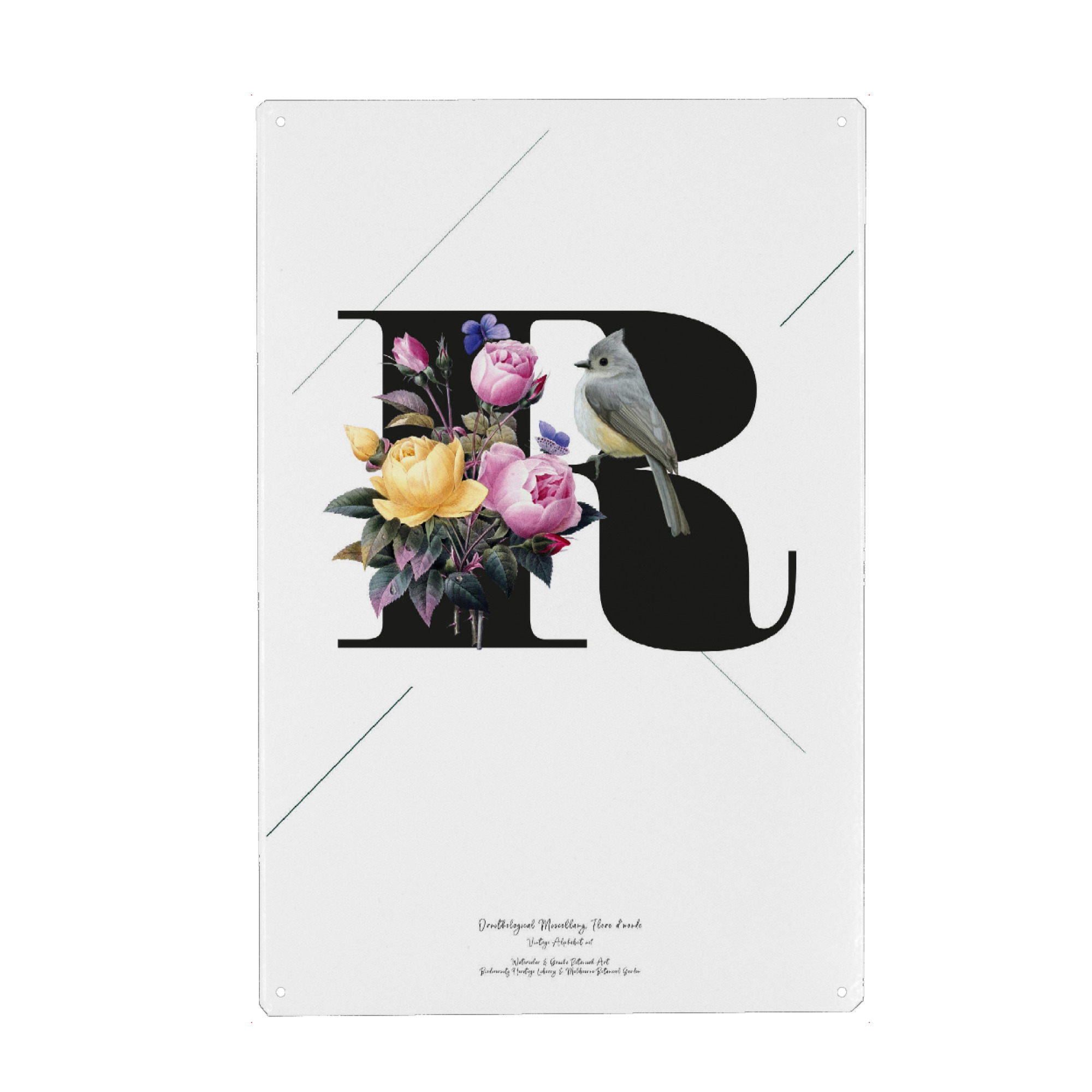 Holzbild "Botanical Alphabet-R" artboxONE - Buchstaben,Buchstaben / R