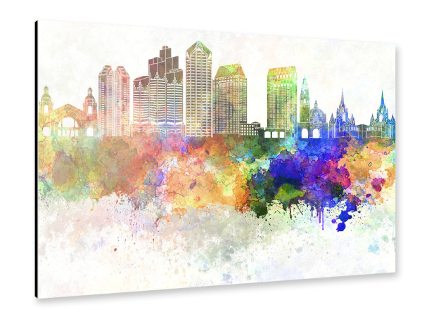 Alu-Dibond "San Diego V2 skyline watercolor" 30x20 cm artboxONE
