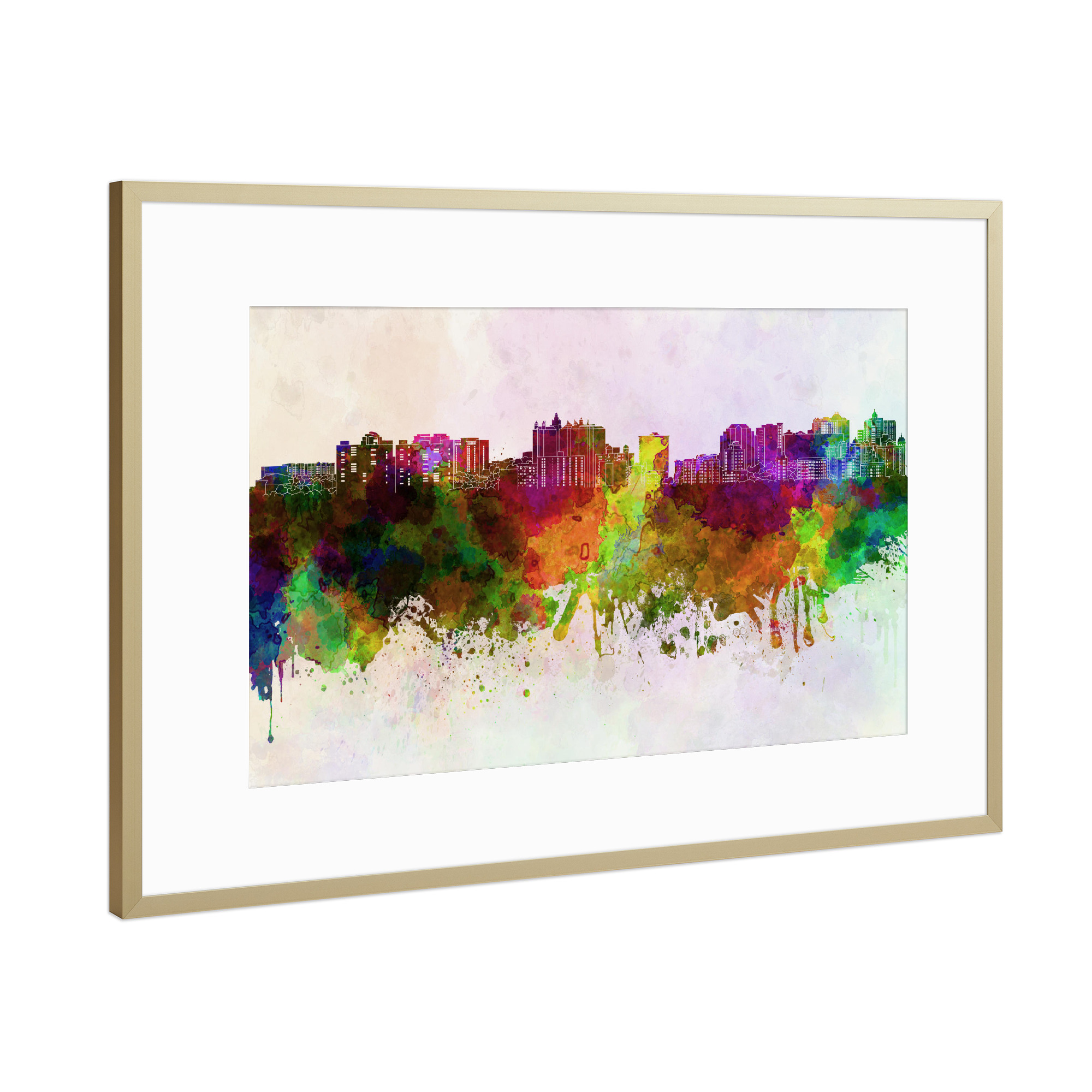 Poster mit Rahmen Gold "Sarasota skyline in watercolor" artboxONE - Städte / Weitere - Sarasota,Skyline