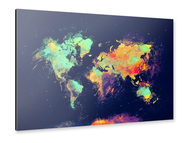 Alu-Dibond "World map oil colors" 30x20 cm artboxONE