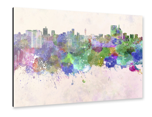 Alu-Dibond "Sendai skyline in watercolor" 30x20 cm artboxONE