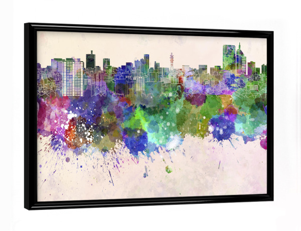 Poster mit schwarzem Rahmen "Sendai skyline in watercolor" artboxONE - Städte - Sendai