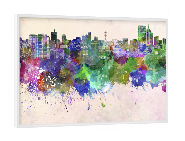 Poster mit weißem Rahmen "Sendai skyline in watercolor" artboxONE - Städte - Sendai