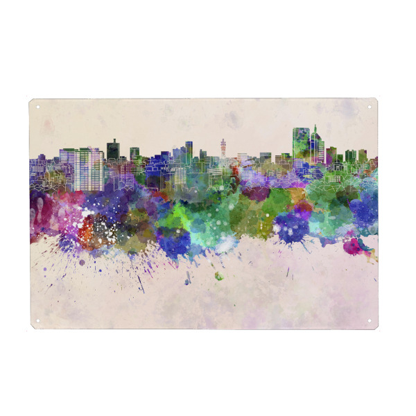 Metall Poster "Sendai skyline in watercolor" artboxONE - Städte - Sendai - Blechschild