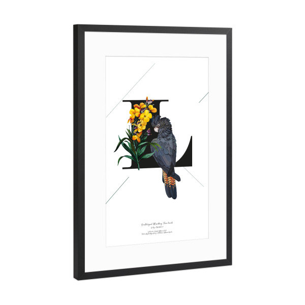 Poster mit Rahmen Schwarz (Metallic) "Botanical Alphabet-L" artboxONE - Schwarzweiß,Buchstaben,Buchstaben / L