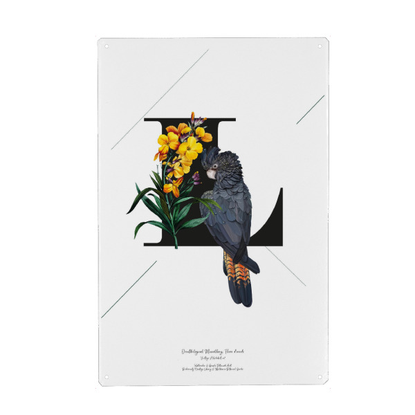 Holzbild "Botanical Alphabet-L" artboxONE - Schwarzweiß,Buchstaben,Buchstaben / L