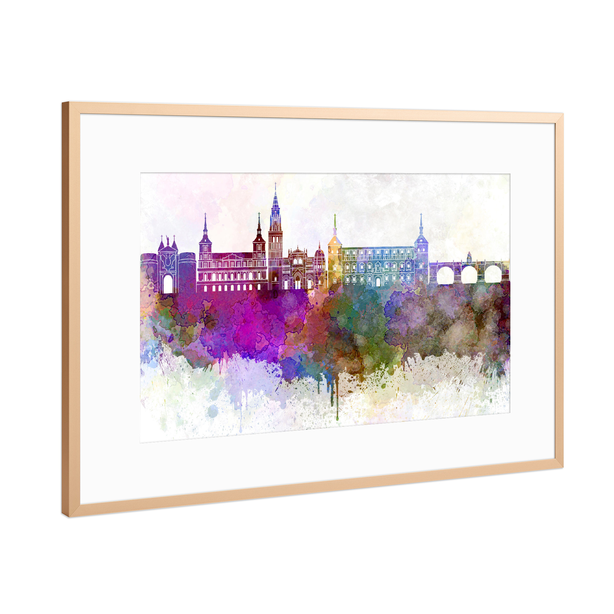 Poster mit Rahmen Kupfer "Toledo V2 skyline in watercolor" artboxONE - Städte / Weitere - Toledo,Skyline