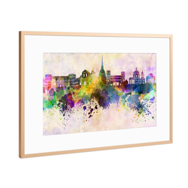 Poster mit Rahmen Kupfer "Turin skyline in watercolor" artboxONE - Städte - Turin