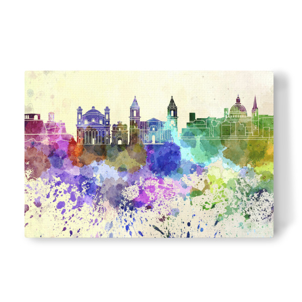 Leinwandbild "Valleta skyline in watercolor" artboxONE - Städte / Weitere - Valleta,Malta,Skyline
