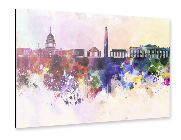 Alu-Dibond "Washington skyline in watercolor" 30x20 cm artboxONE