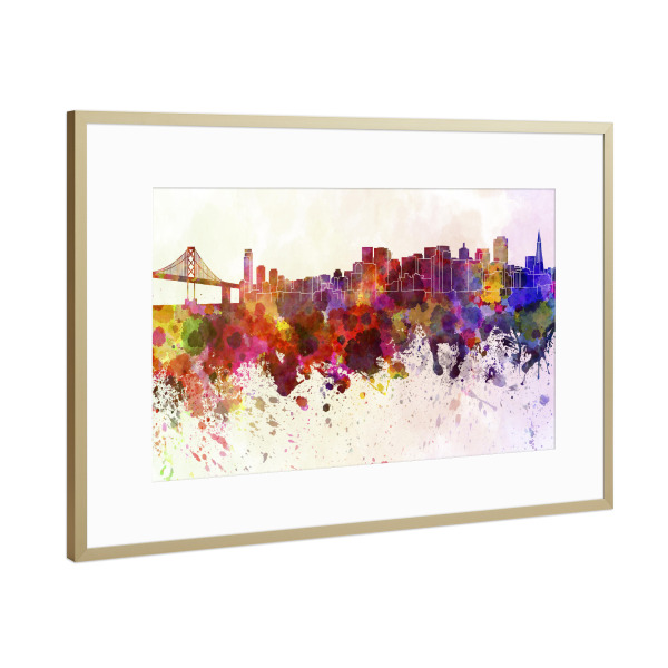 Poster mit Rahmen Gold "San Francisco sky" artboxONE - Städte / San Francisco - San francisco