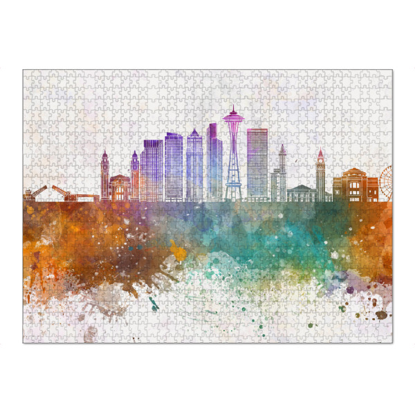 Puzzle Ravensburger "Seattle V2 skyline in watercolor" artboxONE - Städte - Seattle - Bild seattle