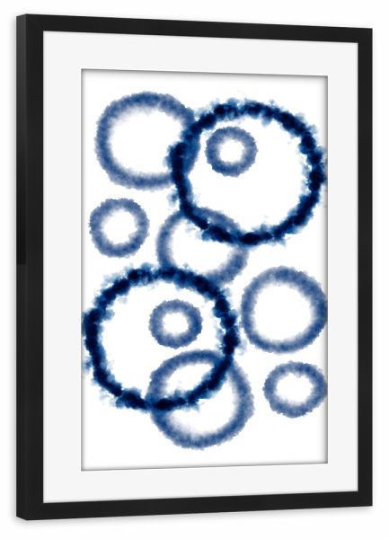 Poster mit Rahmen schwarz "Blue Circles" artboxONE - Abstrakt - Boho-chic,Maritime,Scandi