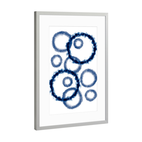 Poster mit Rahmen Silber "Blue Circles" artboxONE - Abstrakt - Boho-chic,Maritime,Scandi