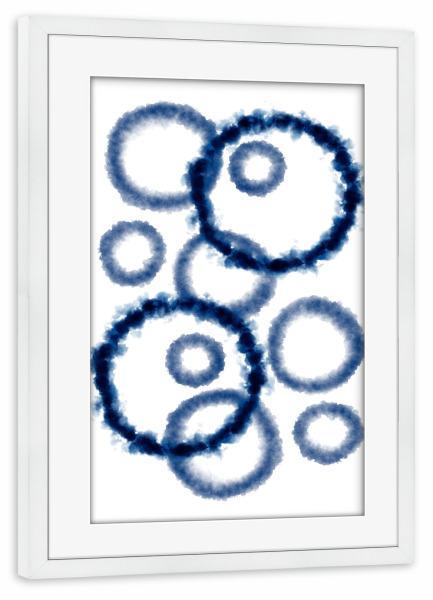 Poster mit Rahmen weiß "Blue Circles" artboxONE - Abstrakt - Boho-chic,Maritime,Scandi