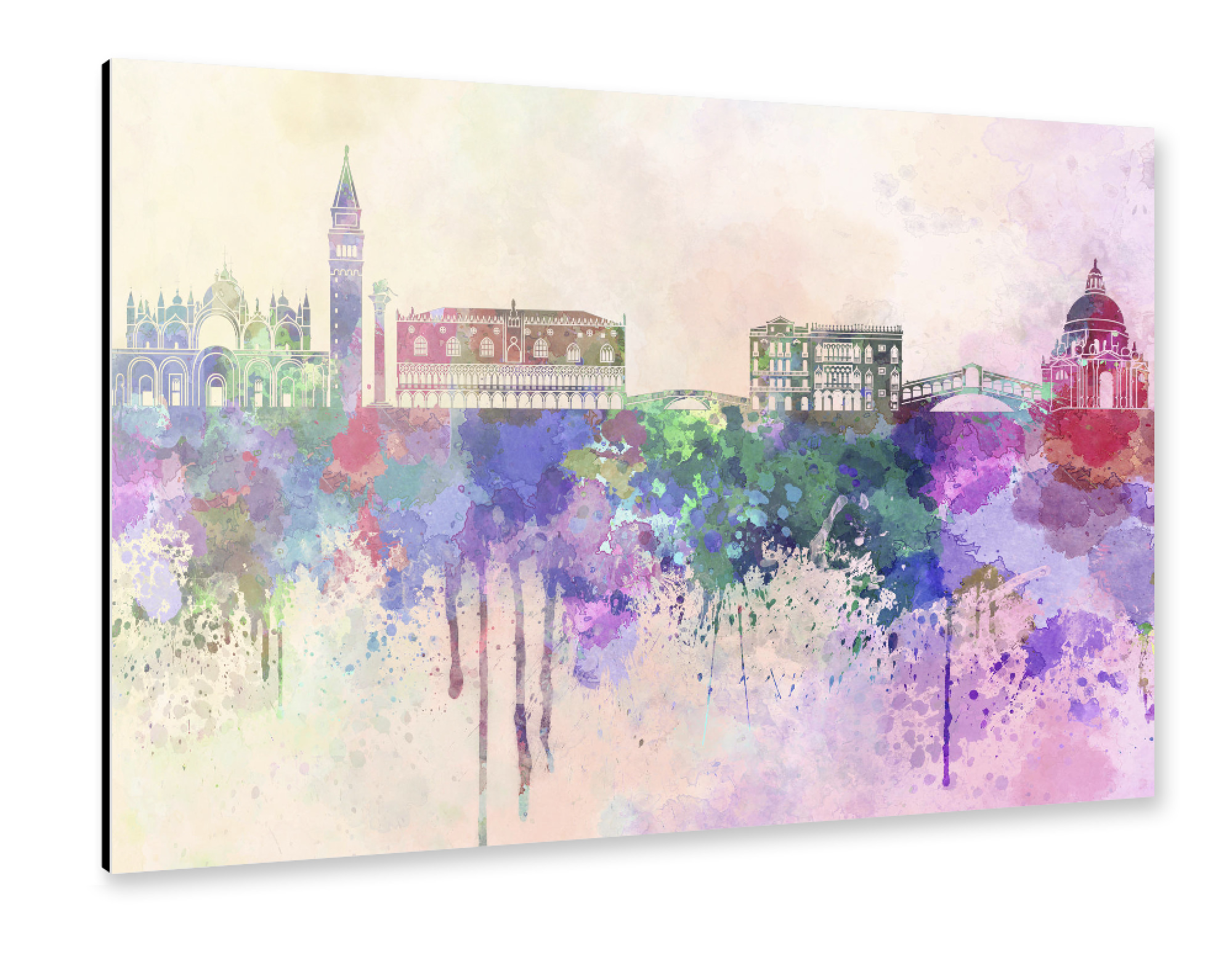 Alu-Dibond "Venice skyline in watercolor" 75x50 cm artboxONE