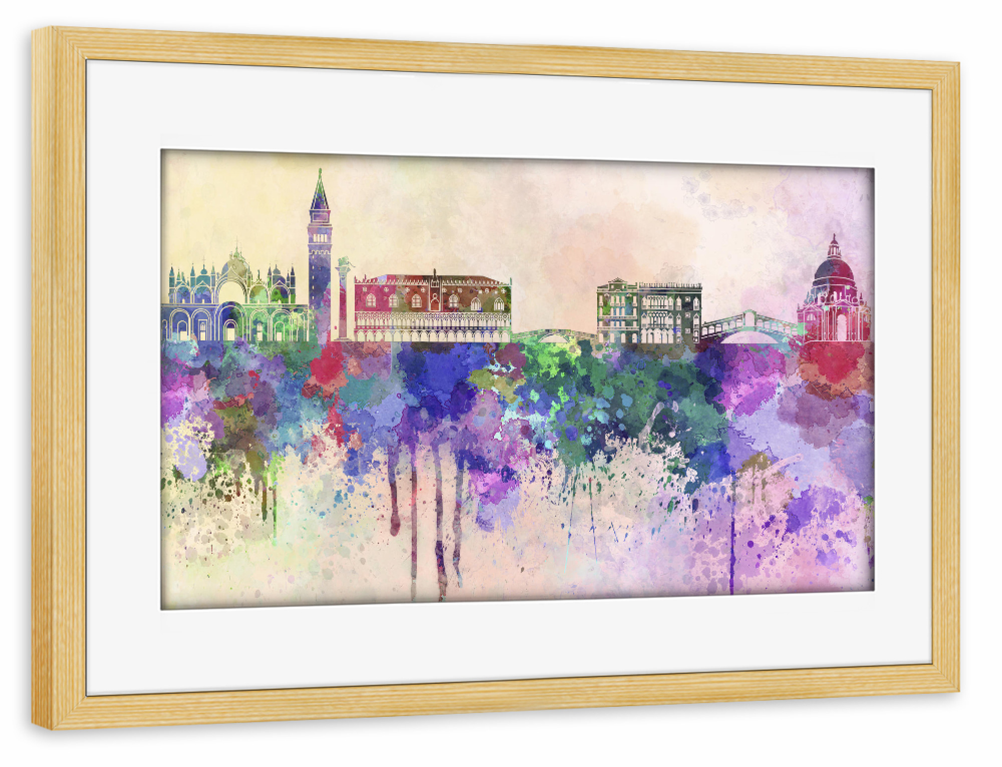 Poster mit Rahmen kiefer "Venice skyline in watercolor" artboxONE - Städte / Venedig - Venice