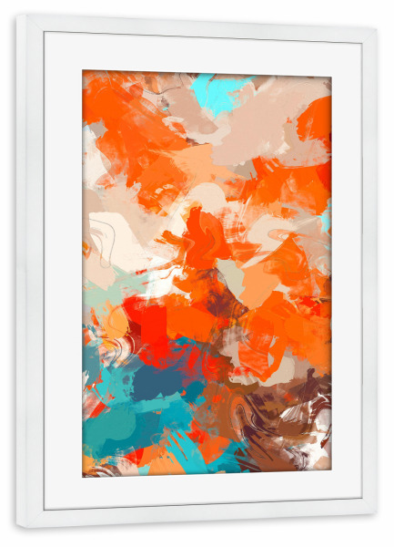 Poster mit Rahmen weiß "Abstrakte Malerei Sommer" artboxONE - Abstrakt - Acryl,Abstrakt,Modern