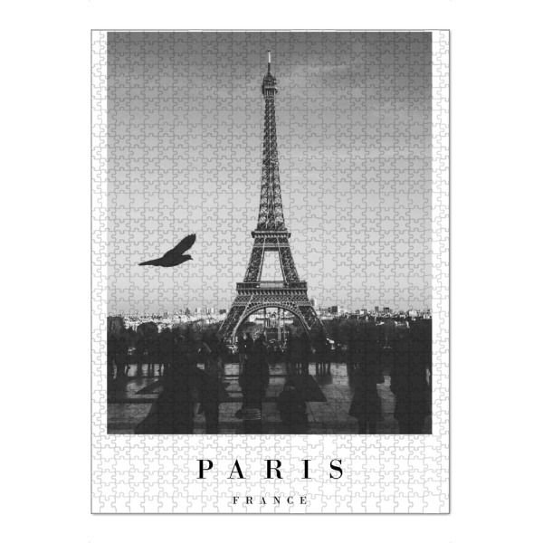 Puzzle Ravensburger "Lovely Paris" artboxONE - Schwarzweiß,Städte / Paris - France,Eiffel tower,Sky,Bird - Bild france