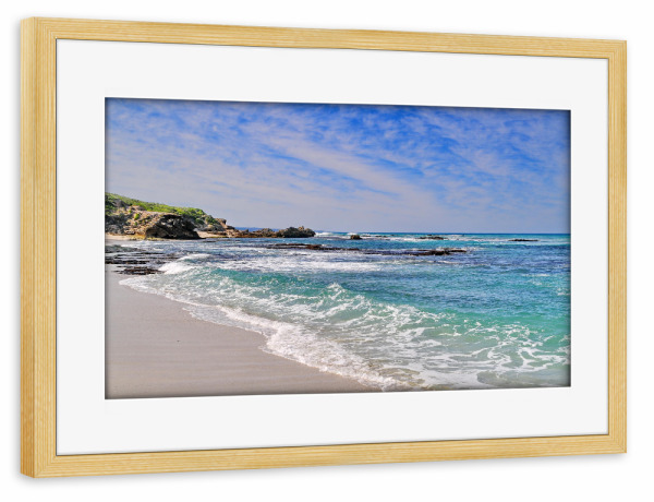 Poster mit Rahmen kiefer "De Hoop National Park Strand" artboxONE - Reise / Afrika - De hoop,Strand,Meer,Südafrika