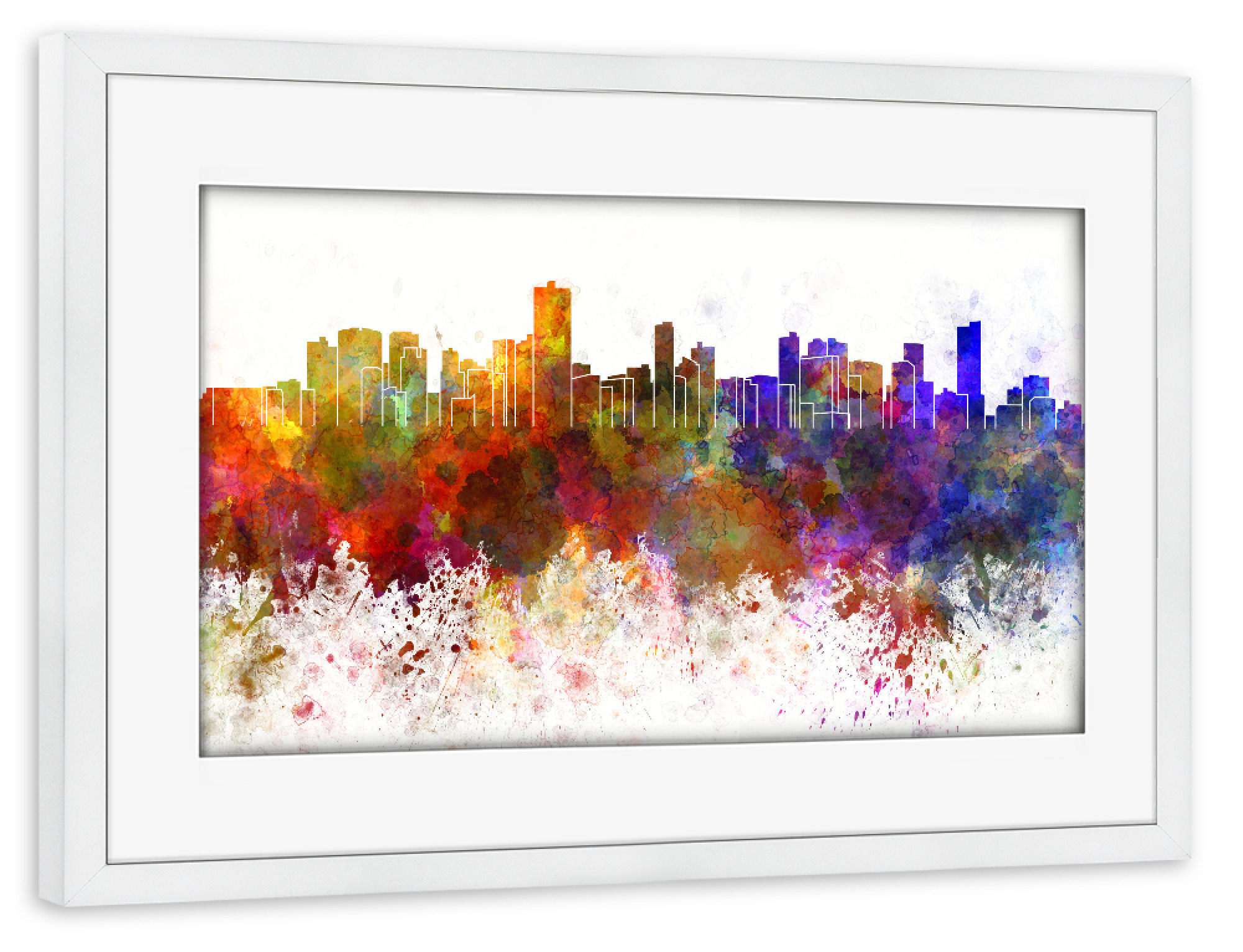 Poster mit Rahmen weiß "Salvador de Bahia skyline" artboxONE - Städte - Salvador de bahia