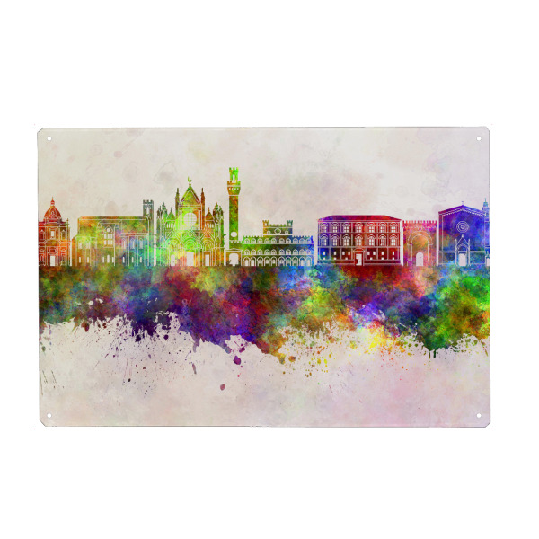 Metall Poster "Siena skyline in watercolor" artboxONE - Städte - Siena - Blechschild