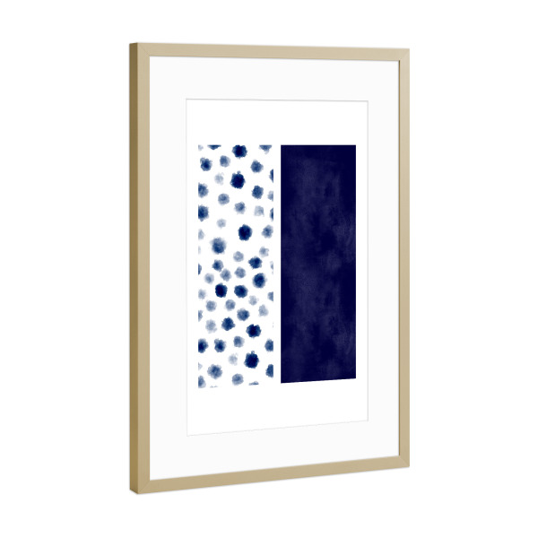 Poster mit Rahmen Gold "Deep Blue Abstraction" artboxONE - Abstrakt - Minimalist,Scandi,Dots
