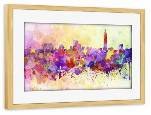 Poster mit Rahmen kiefer "Taipei skyline in watercolor" artboxONE - Reise / Asien - Taipei,Taiwan