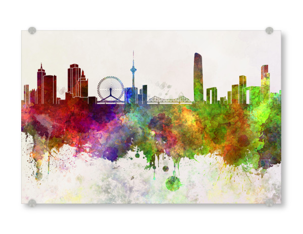 Acrylglasbild "Tianjin skyline in watercolor" artboxONE - Städte,Reise,Abstrakt,Städte / Weitere - Skyline,China,Asia
