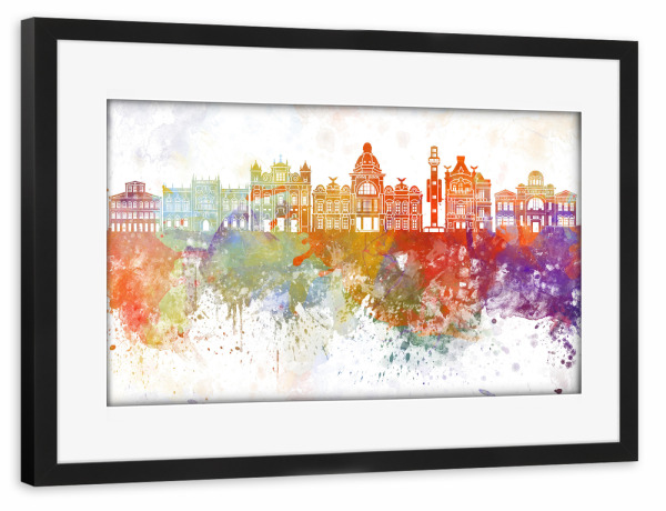 Poster mit Rahmen schwarz "Salvador Bahia skyline watercolor" artboxONE - Reise,Abstrakt,Architektur,Städte / Weitere