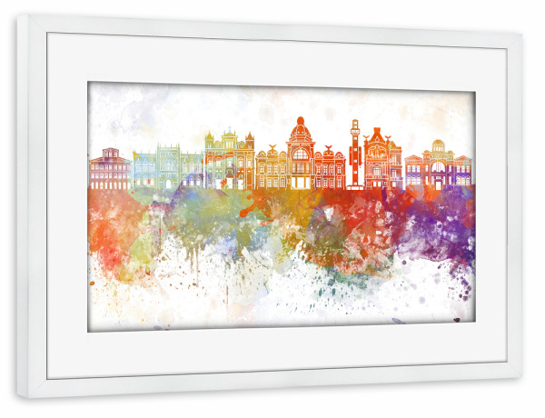 Poster mit Rahmen weiß "Salvador Bahia skyline watercolor" artboxONE - Reise,Abstrakt,Architektur,Städte / Weitere