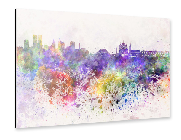 Alu-Dibond "Tallinn skyline in watercolor" 30x20 cm artboxONE