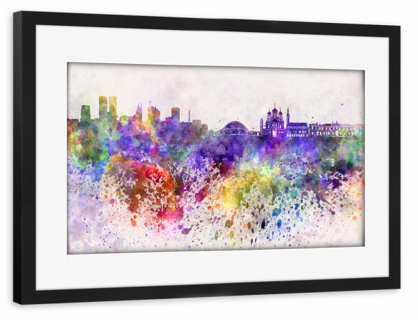 Poster mit Rahmen schwarz "Tallinn skyline in watercolor" artboxONE - Städte - Tallinn