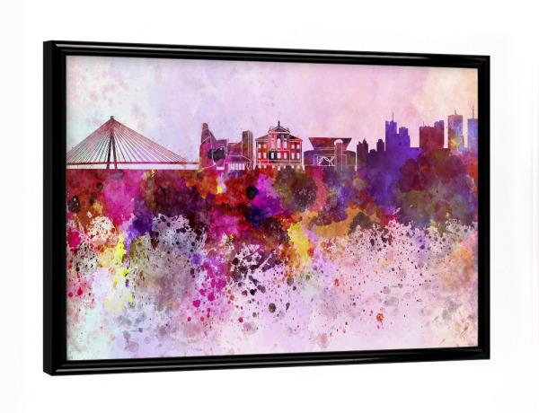 Poster mit schwarzem Rahmen "Warsaw skyline in watercolor" artboxONE - Städte - Warsaw