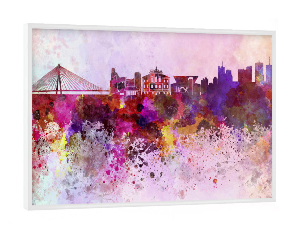 Poster mit weißem Rahmen "Warsaw skyline in watercolor" artboxONE - Städte - Warsaw